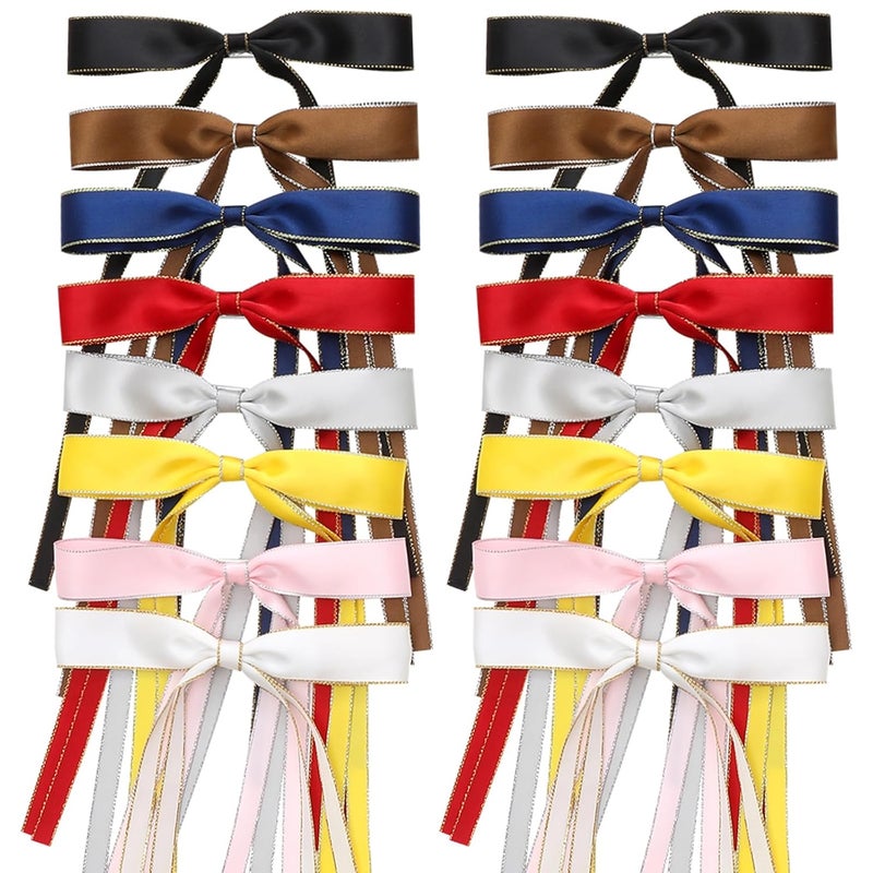 WORTL 16 PCS Hair Bows for Women,Ribbon Hair Bows With Long Tail,Hair bow clips Hair Barrettes for Women Accessories - Image 1